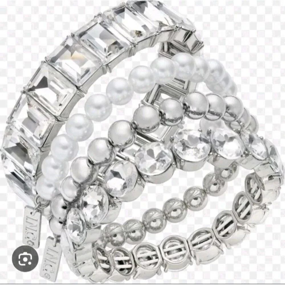 I.N.C International Concepts 4-Pc Set Bead Crystal Faux Pearl Stretch Bracelets